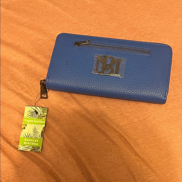 Badgley Mischka Electric Blue Vegan Leather Wallet - Picture 1 of 8